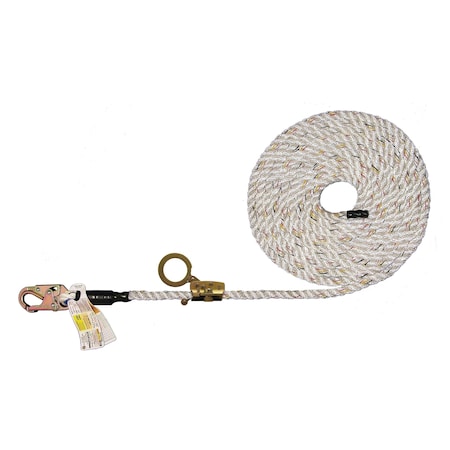 Super Anchor Safety 50ft Value 5/8" 3-Strand Lifeline w/Snaphook +No. 4015-Z Fall Arrester Zinc. Retail Box 4024-50Z